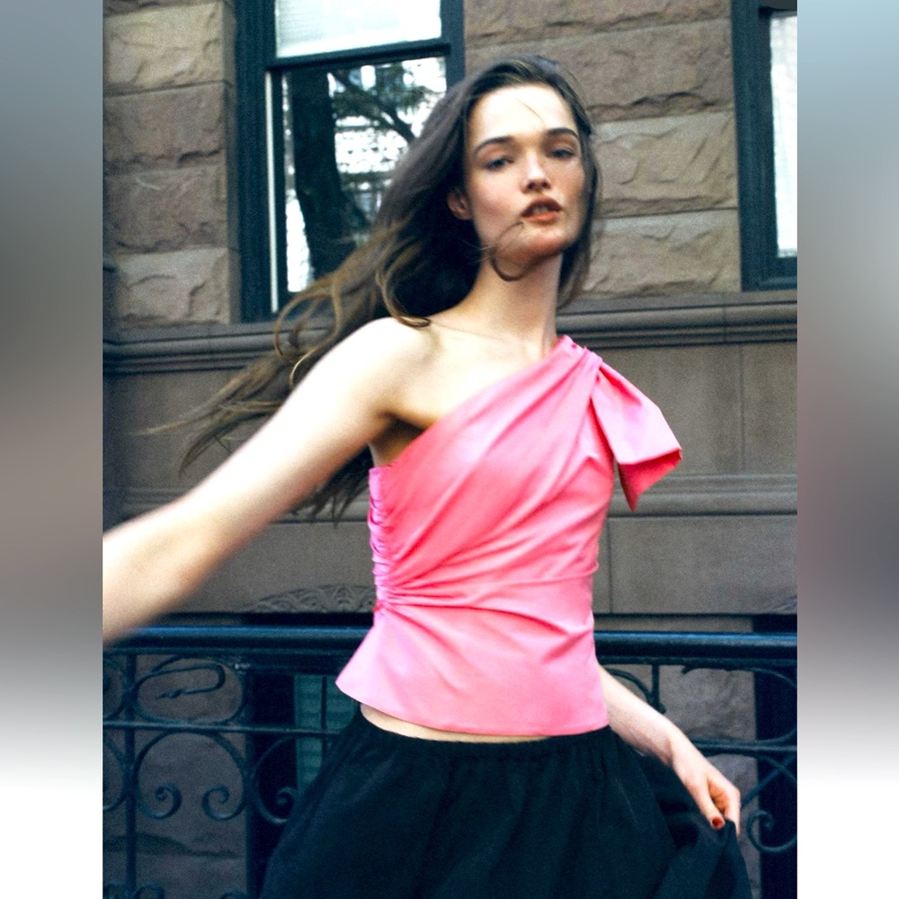 Zara taffeta bow top